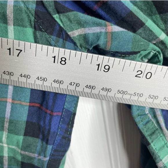 Tailored by J. Crew Shirt Mens Small Button Up Cotton Blue Green Plaid Check - Picture 6 of 7